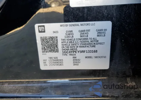 2024 Chevrolet Silverado K2500 Heavy Duty Ltz z USA, uszkodzony, nr VIN 1GC4YPEY5RF133168